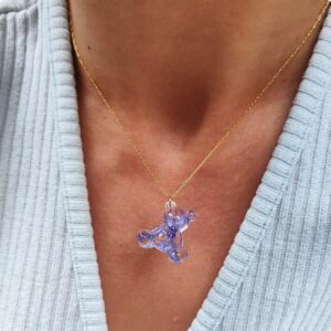 Naszyjnik miś z płatkami chabra