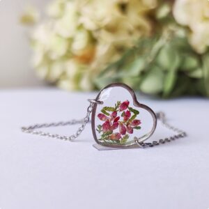Bransoletka serce z wrzosami