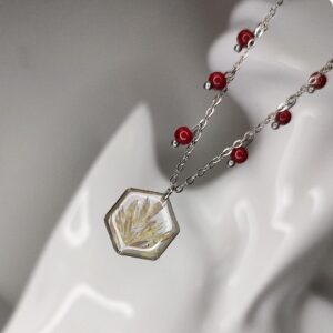 Boho naszyjnik z suszoną trawą