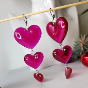 Długie kolczyki serca