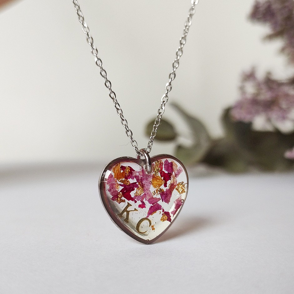 Naszyjnik serce z drobinkami róży - obrazek 5