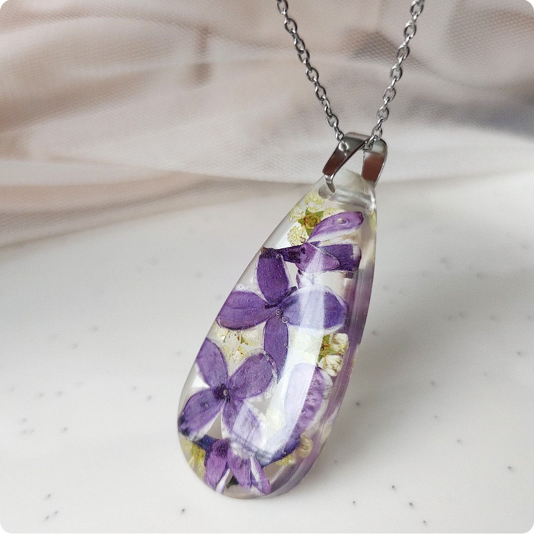 Naszyjnik łezka z bzem - obrazek 3