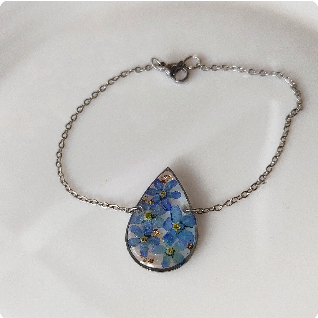 Bransoletka łezka z niezapominajkami - obrazek 3