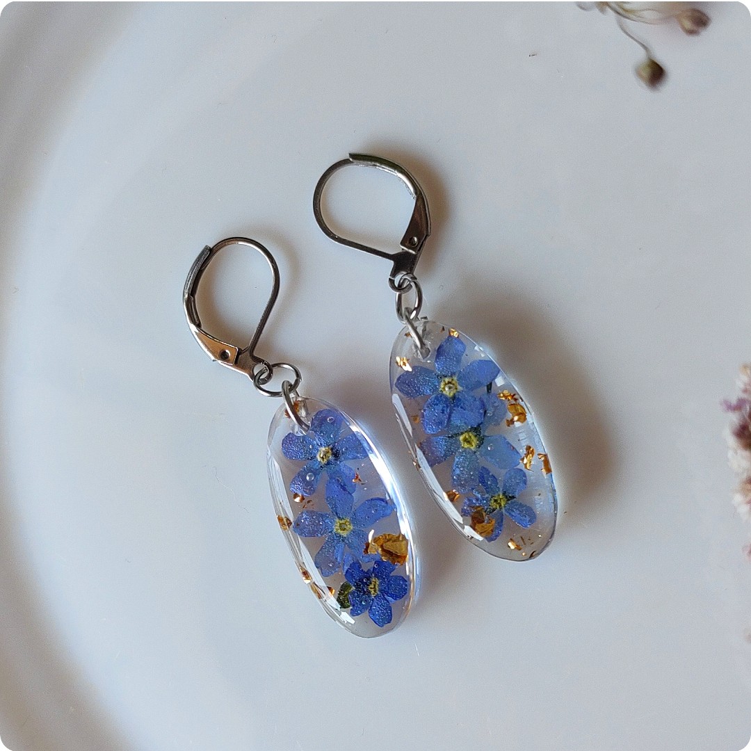 Kolczyki z niezapominajkami - obrazek 2