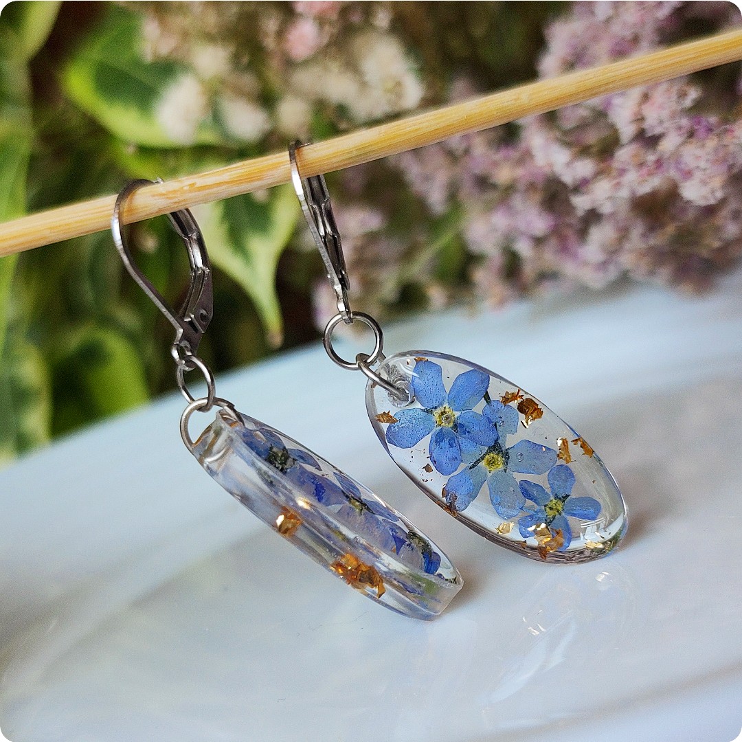 Kolczyki z niezapominajkami - obrazek 3