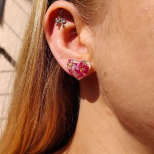 Sztyfty serca z wrzosami i płatkami złota