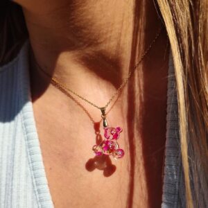 Naszyjnik miś z wrzosami