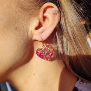 Kolczyki serca z wrzosami