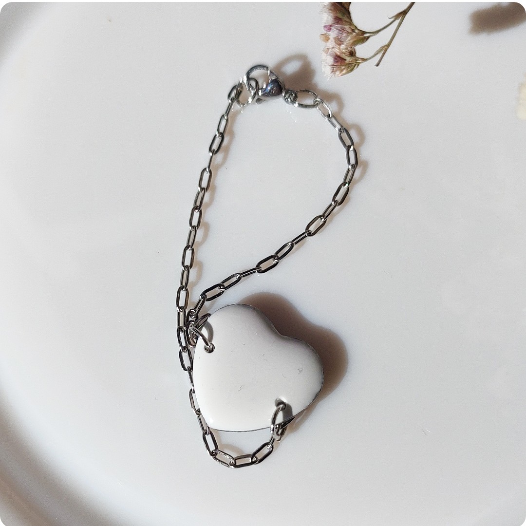 Bransoletka serce z niezapominajkami - obrazek 2