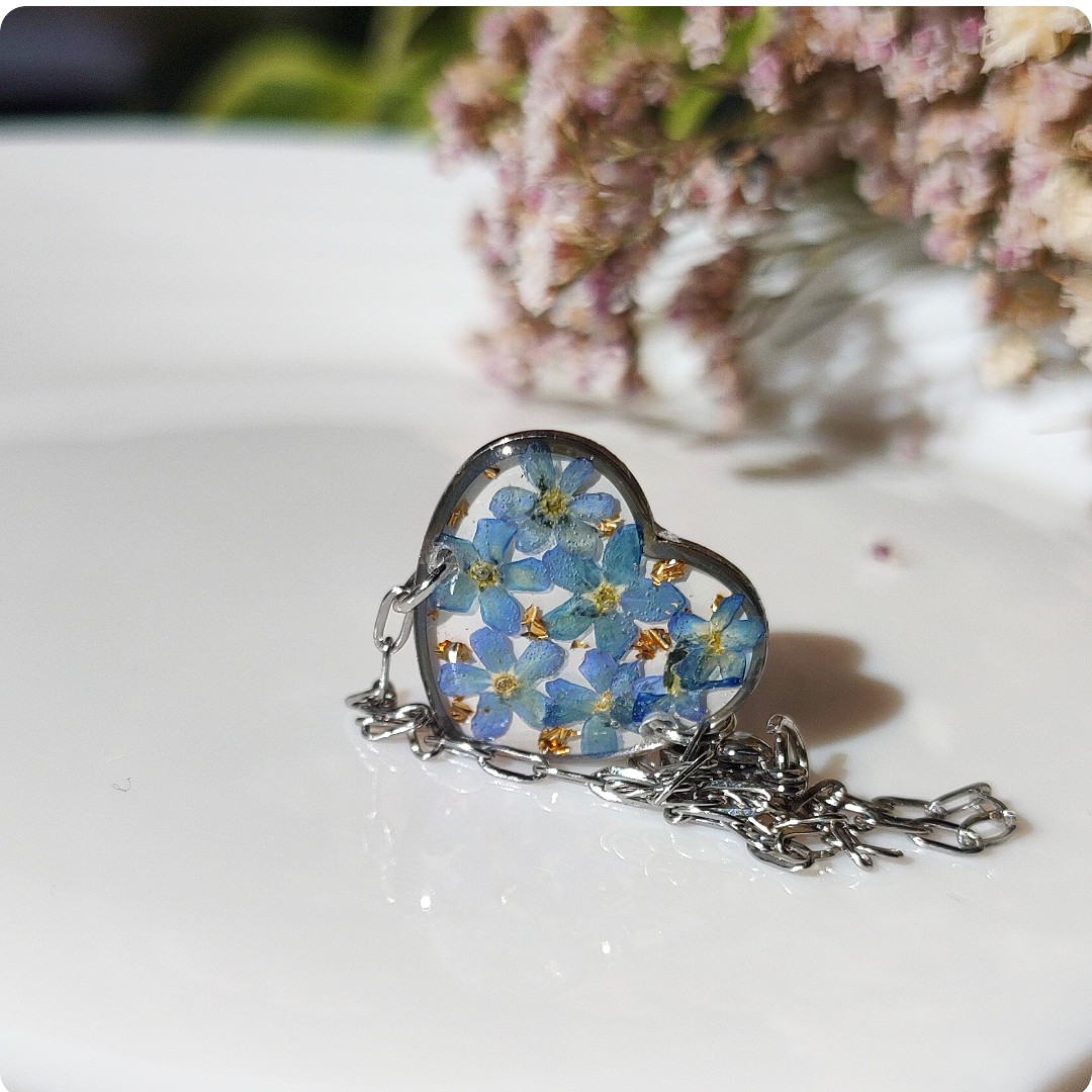 Bransoletka serce z niezapominajkami - obrazek 4