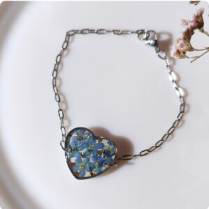 Bransoletka serce z niezapominajkami