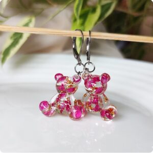 Kolczyki misie z wrzosami