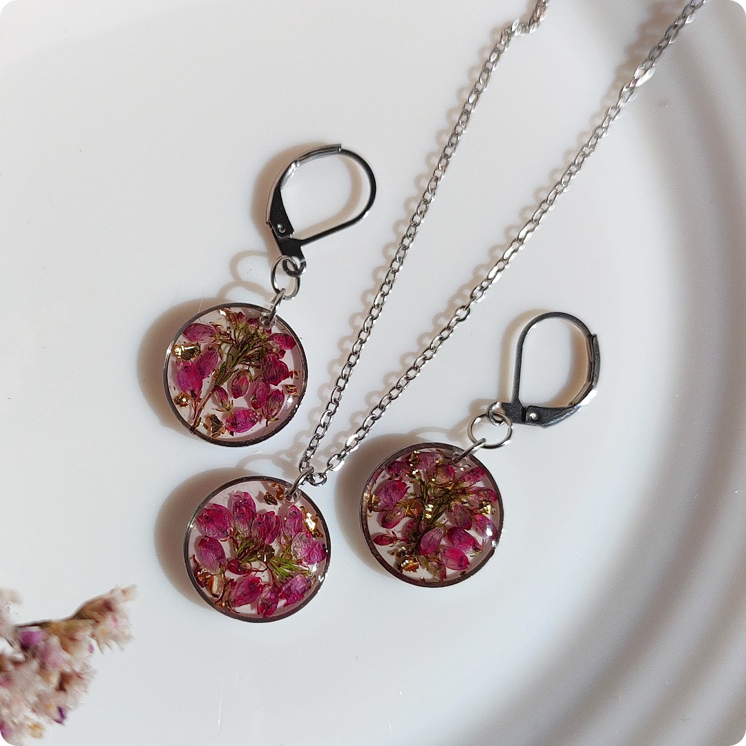 Komplet biżuterii z wrzosami - obrazek 2