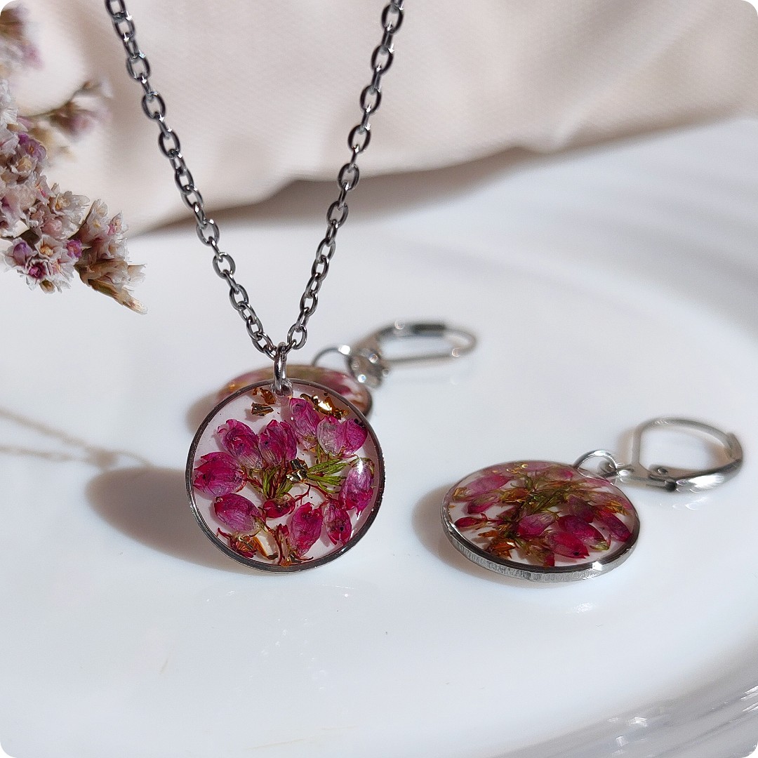 Komplet biżuterii z wrzosami - obrazek 5