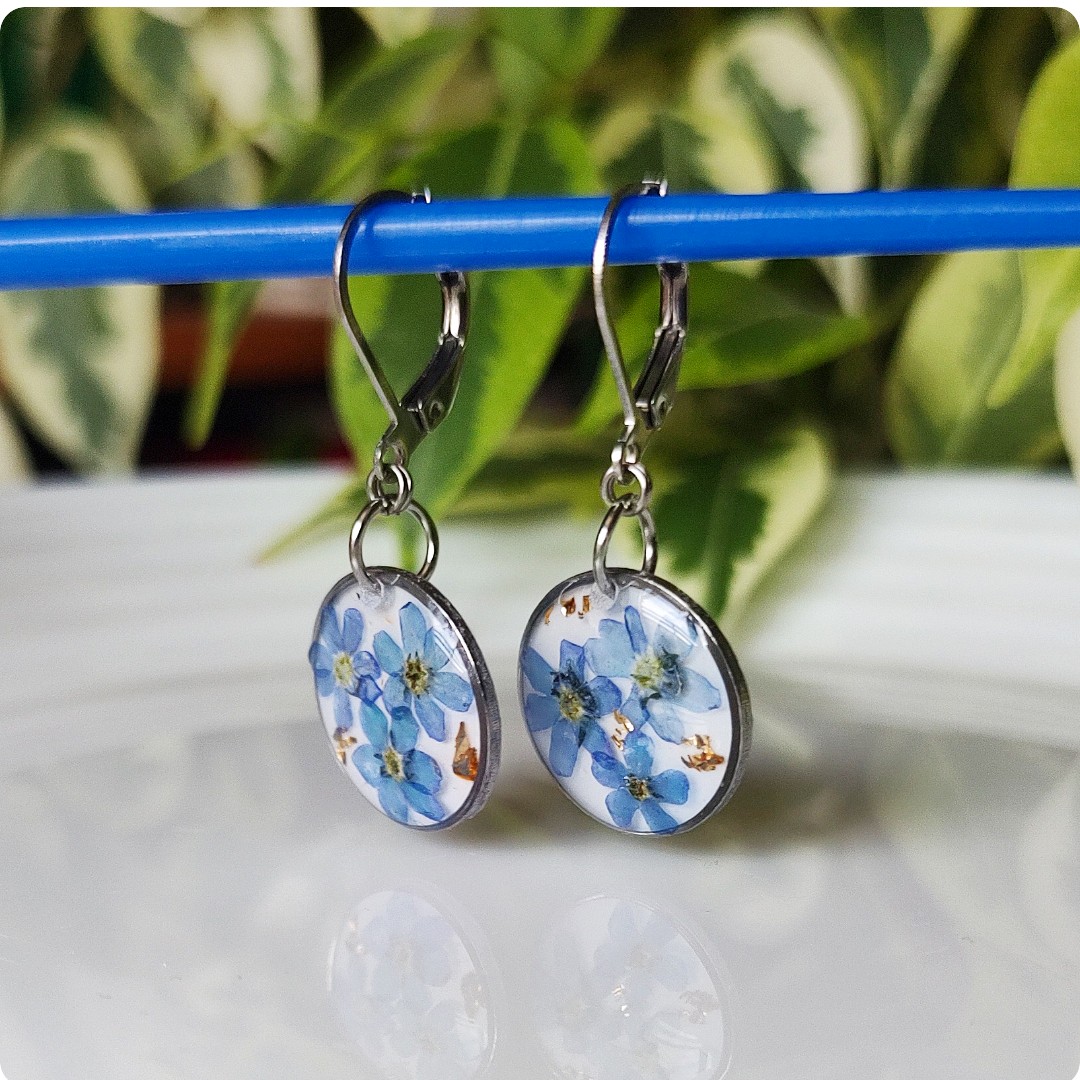 Kolczyki z niezapominajkami - obrazek 2