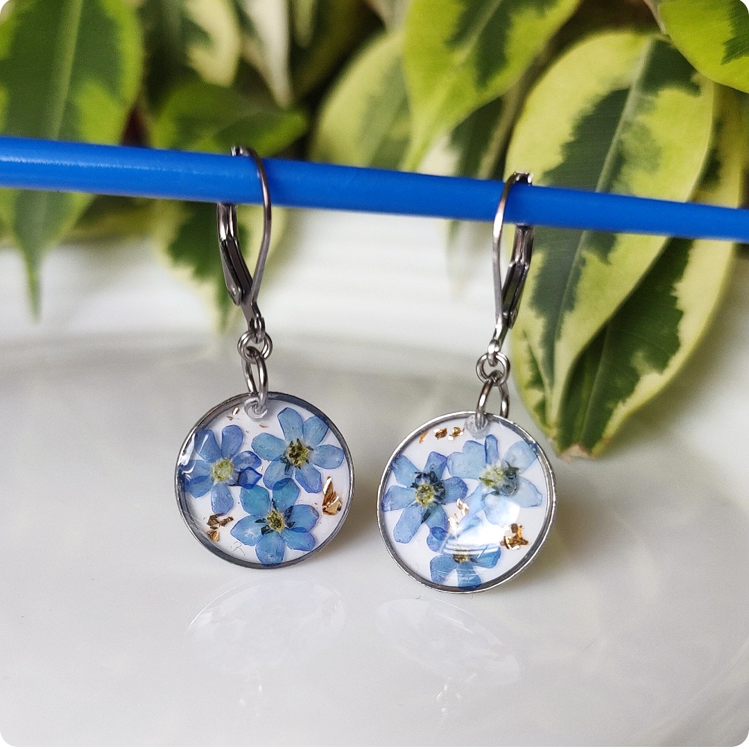 Kolczyki z niezapominajkami - obrazek 4