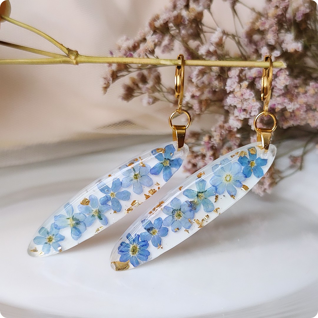 Długie kolczyki z niezapominajkami - obrazek 2