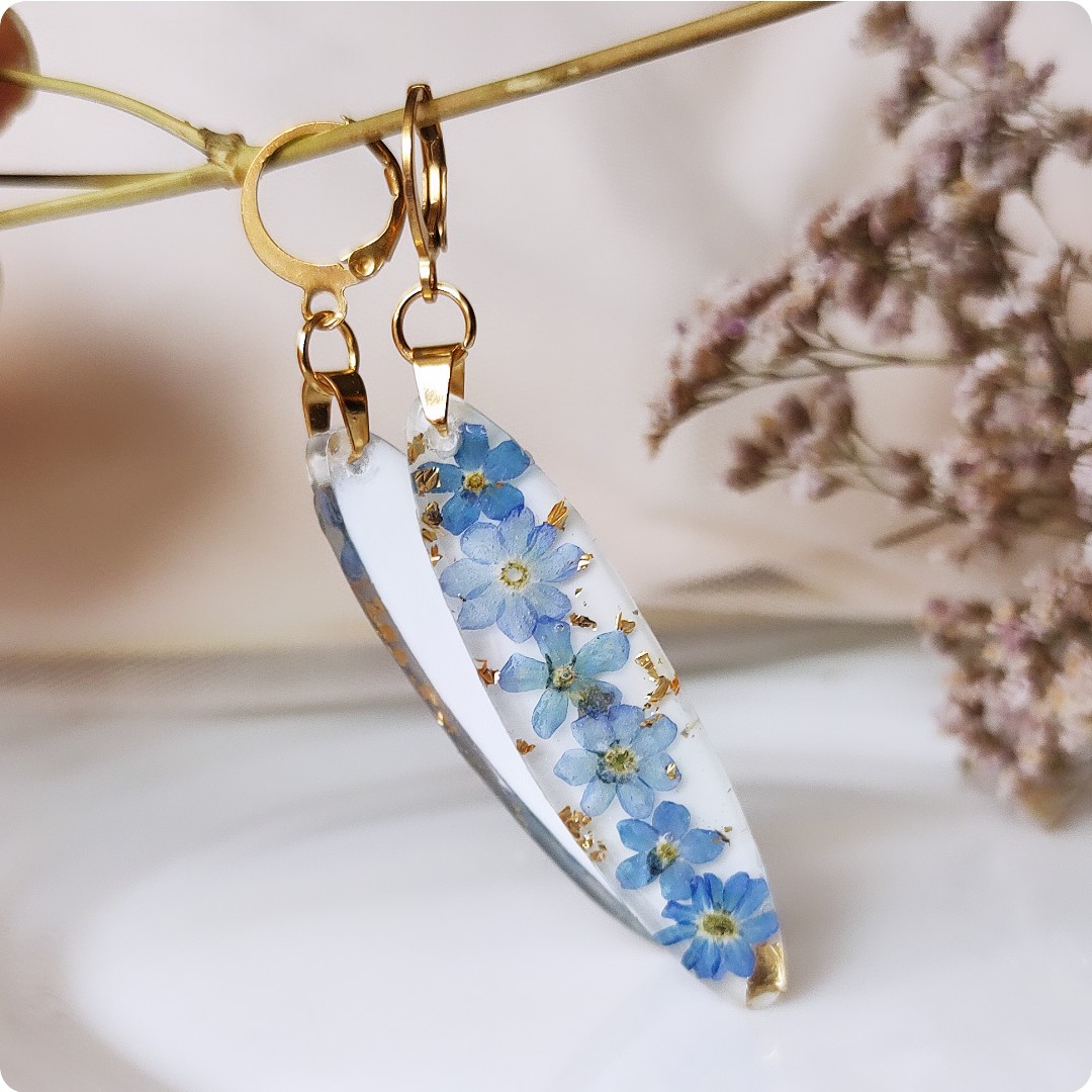 Długie kolczyki z niezapominajkami - obrazek 4