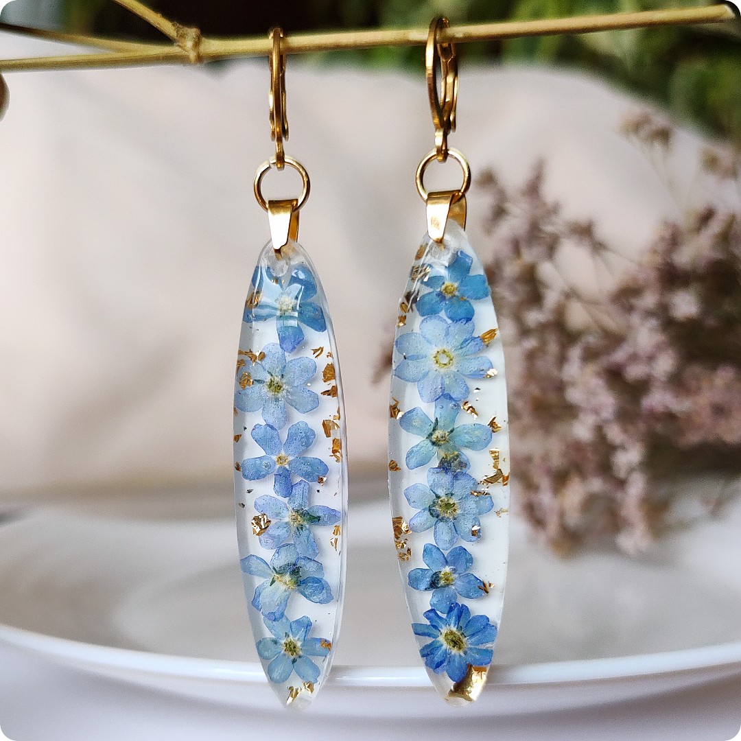 Długie kolczyki z niezapominajkami - obrazek 5