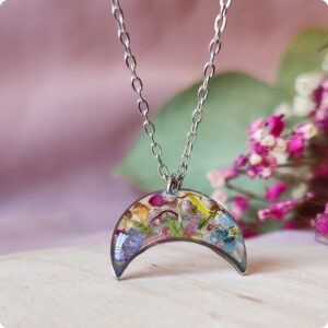 Naszyjnik lunula z kwiatami