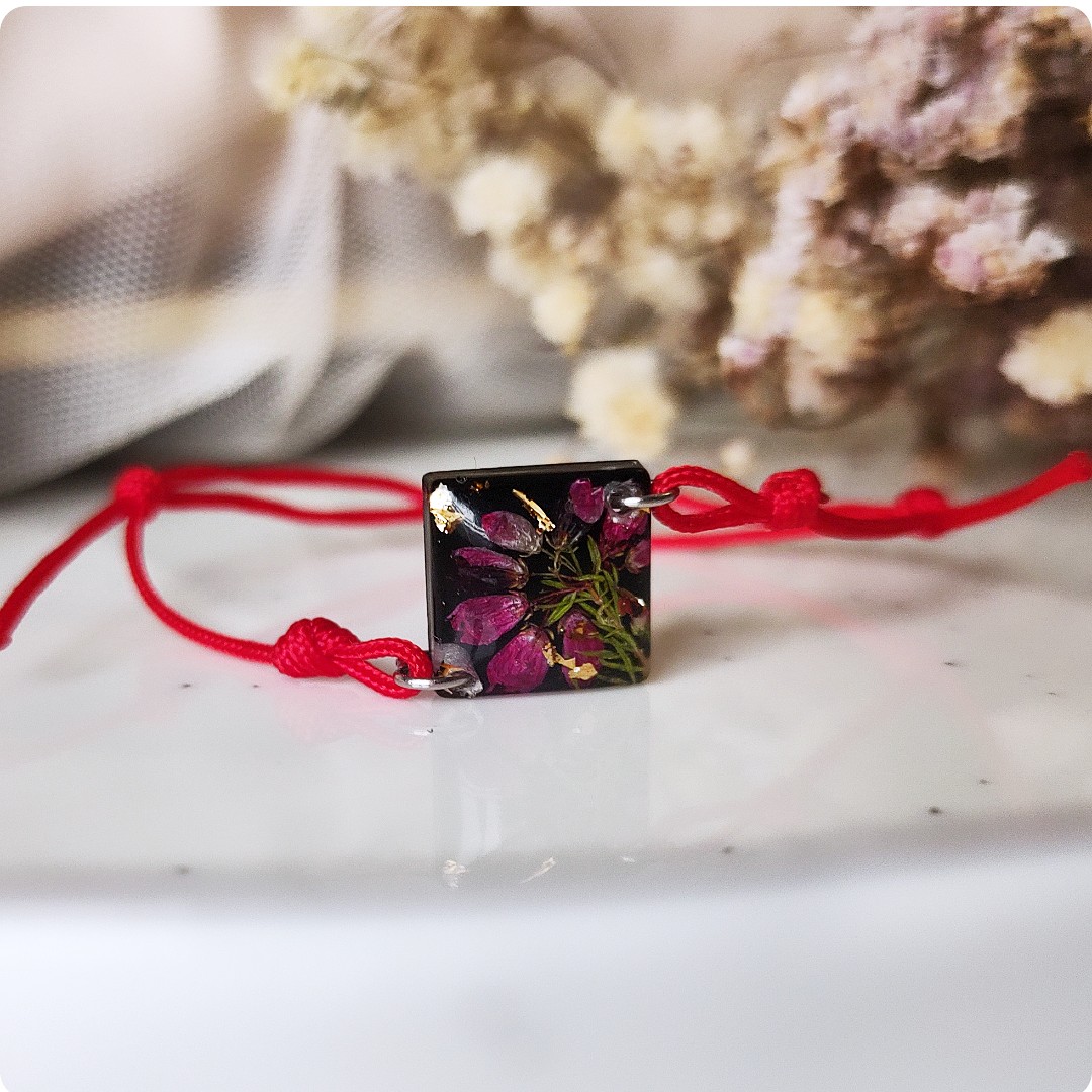 Regulowana bransoletka z wrzosem - obrazek 4