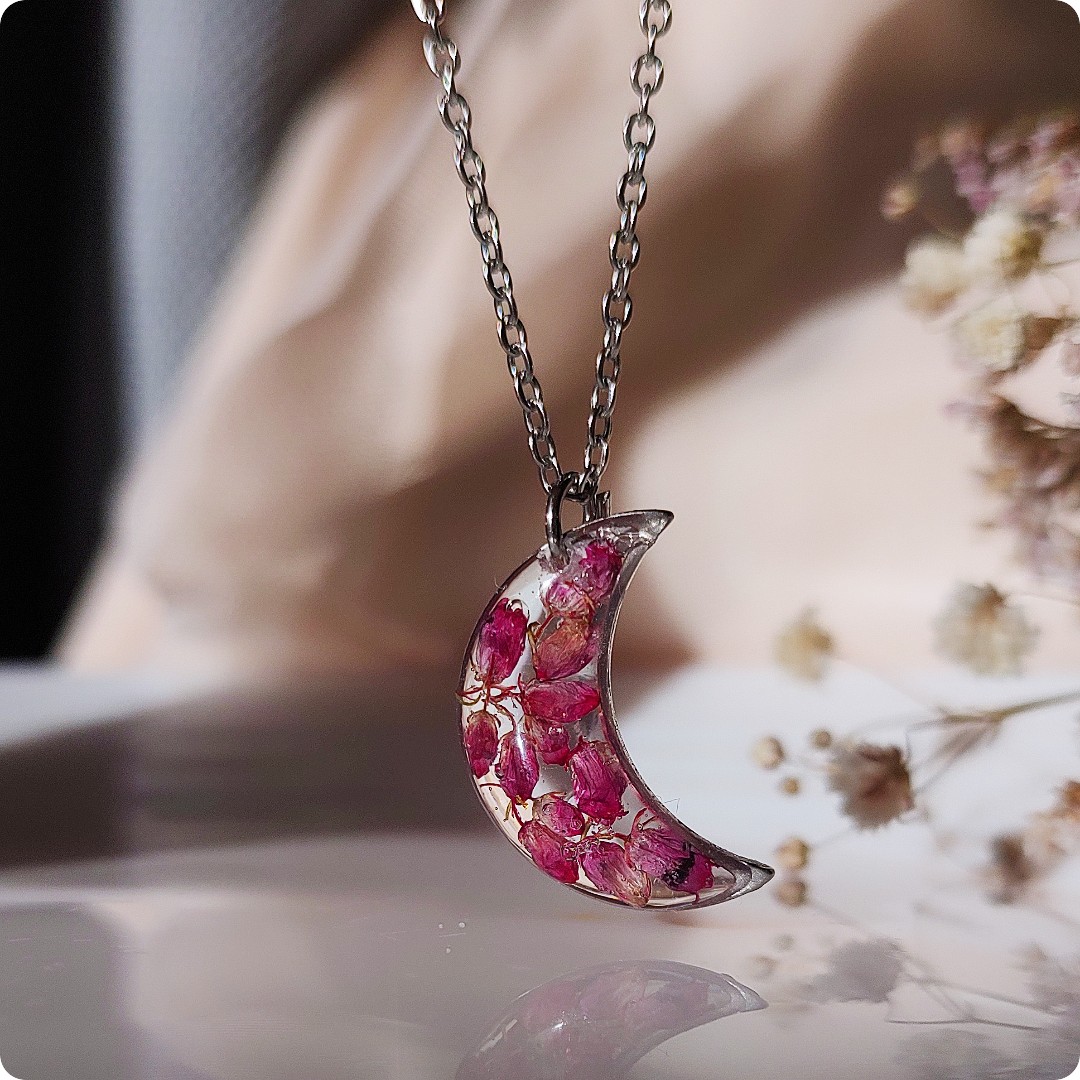 Naszyjnik księżyc z wrzoścami - obrazek 3