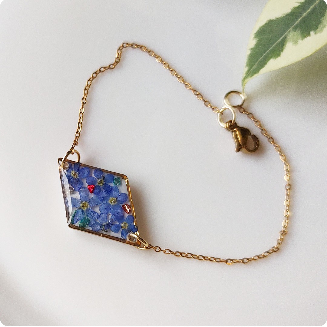 Bransoletka z niezapominajkami - obrazek 3