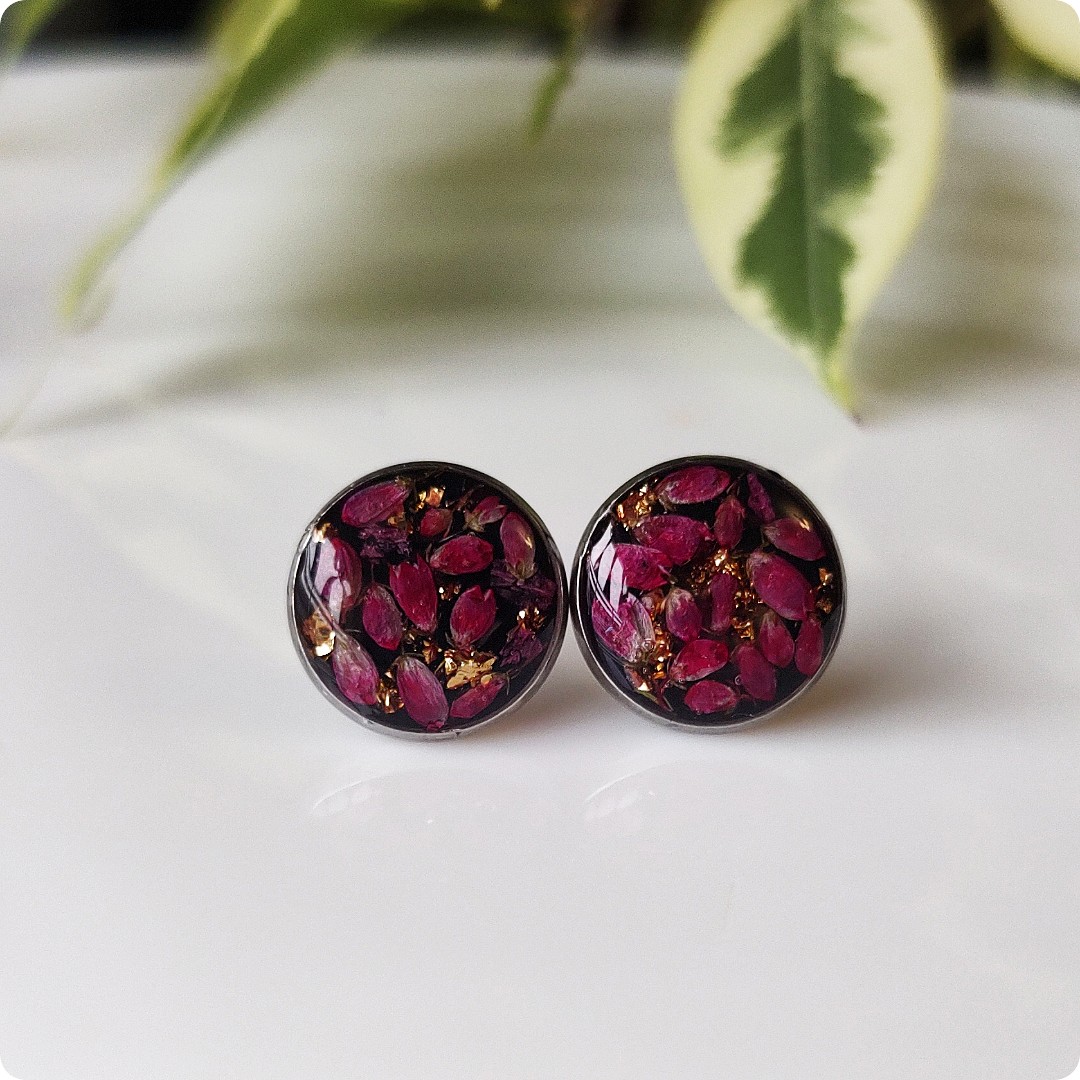 Kolczyki sztyfty z wrzosami