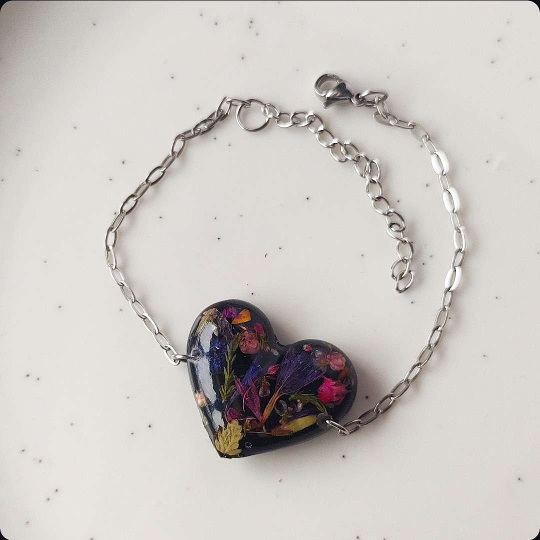 Bransoletka serce z kwiatami - obrazek 2