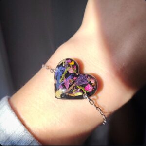 Bransoletka serce z kwiatami