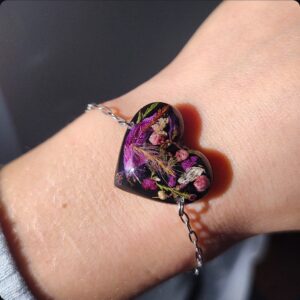 Bransoletka serce z kwiatami