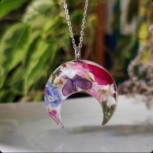 Naszyjnik lunula z kwiatami